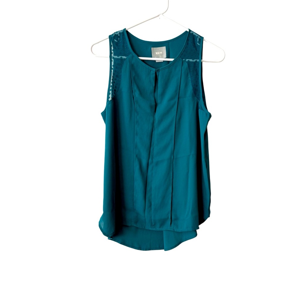 Anthropologie Mauve Emerald Green Semi Sheer Tank Blouse Top